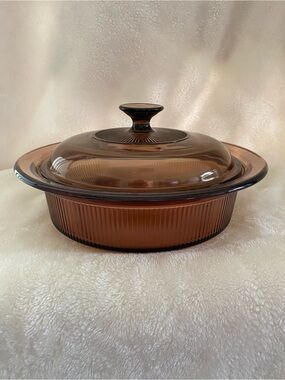 Amber Vision Corningware Glass Covered Casserole Dish - Home Kitchen